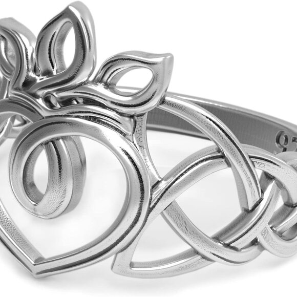 925 Sterling Silver Claddagh Rings for Women - Endless Celtic Knot Love Heart Cr - Picture 9 of 9